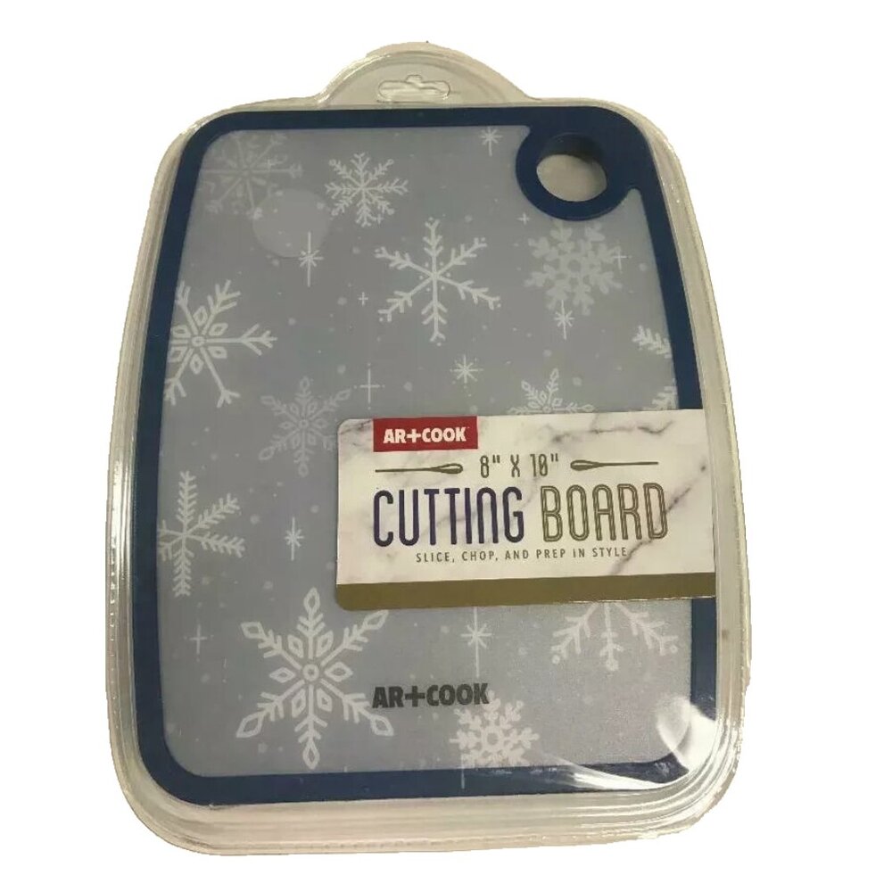 Art & Cook Slice & Chop Holiday Snow Flakes Print 8" X 10" Cutting Board